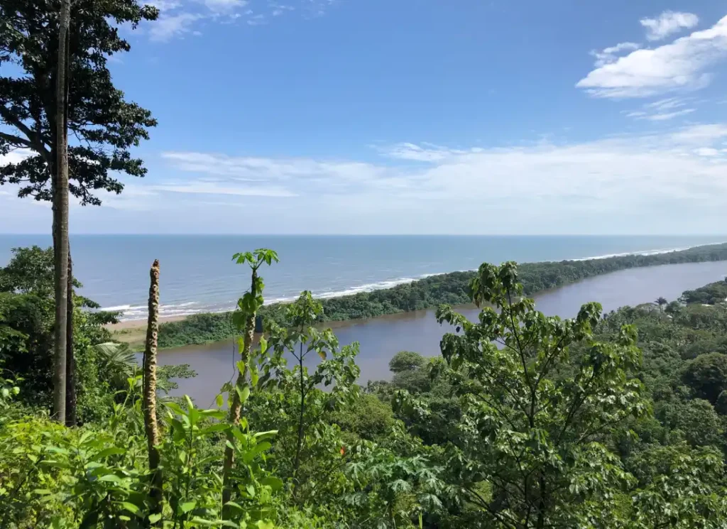 The Caribbean Sea from a viewpoint in Tortuguero in Costa Rica in February