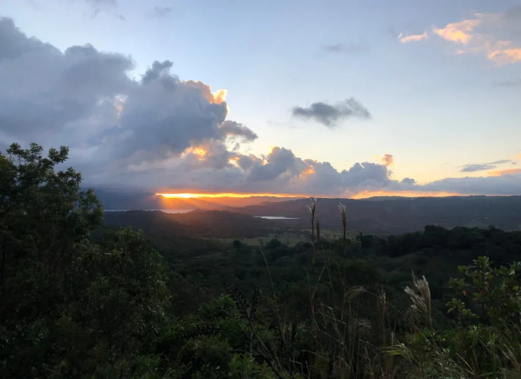 A sunset at Arenal Volcano, Costa Rica, in January