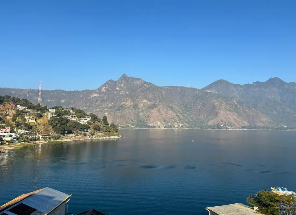 A view of Lake Atitlan from a hostel in San Pedro