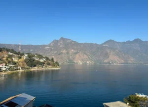 A view of Lake Atitlan from a hostel in San Pedro