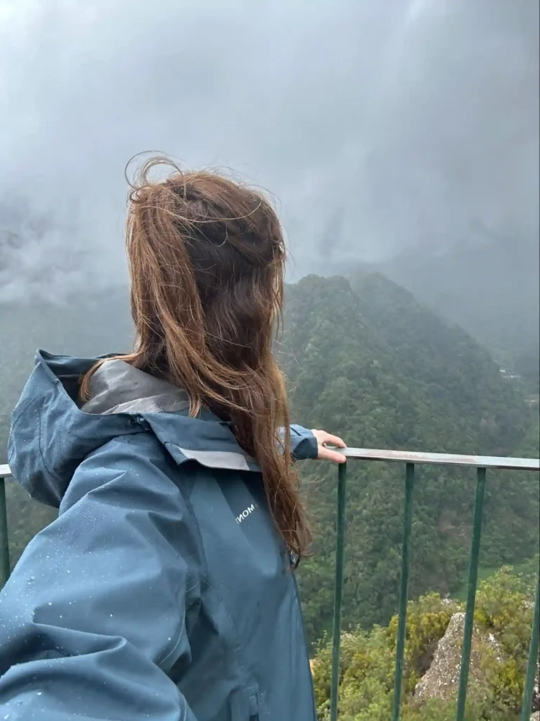 Laura taking a selfie amongst the clouds in Madeira