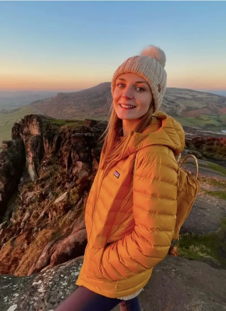 Lauz Explores looking over a sunset in the peak district, England