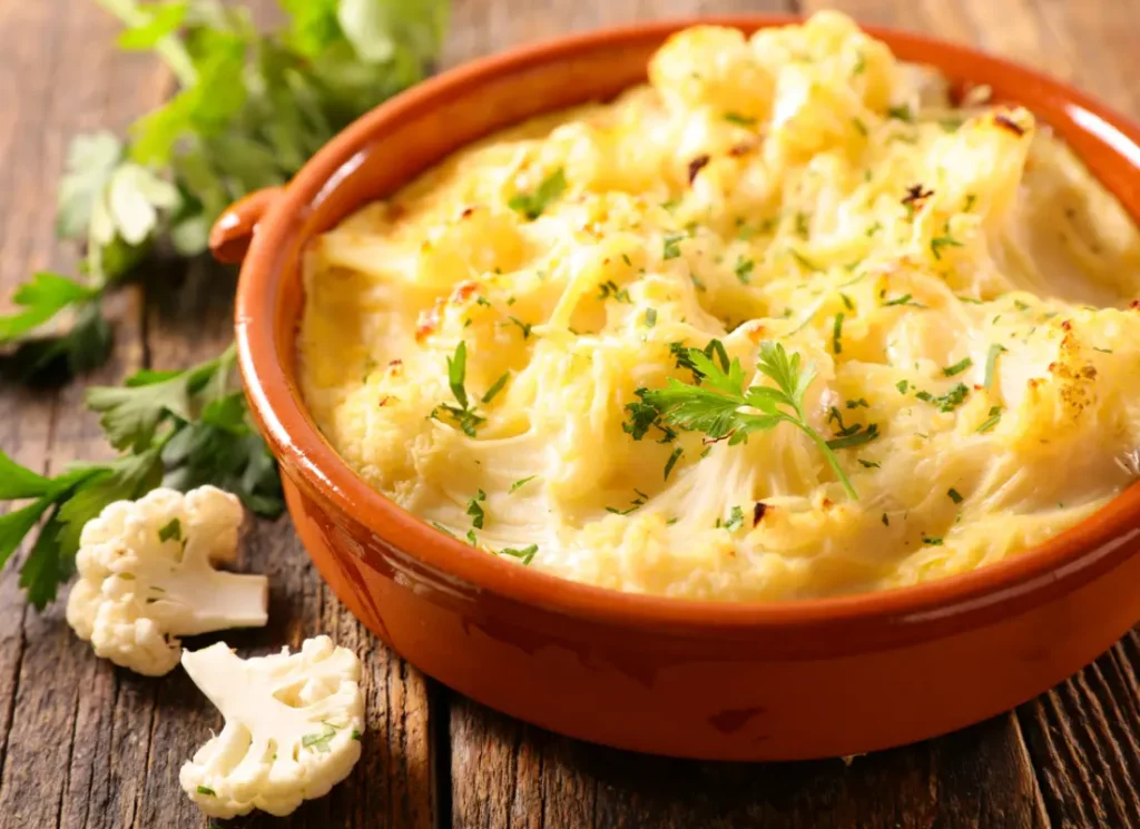 A bowl of british cauliflower cheese