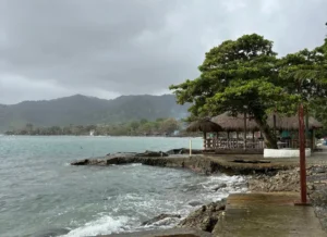 A view of the sea and dock in Capurgana, Colombia