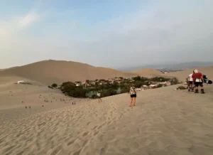 A view of the oasis of Huacachina Peru, from the sand dunes