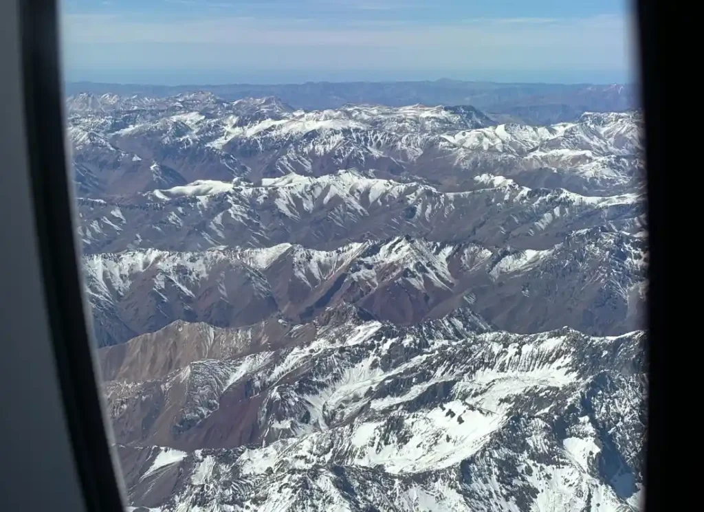 The view from the window of my long haul flight from Santiago to Madrid