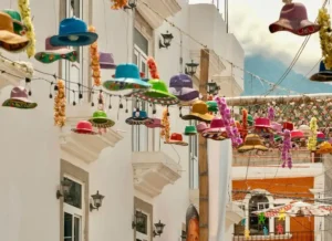 Decorations at a street event festival in Guatemala