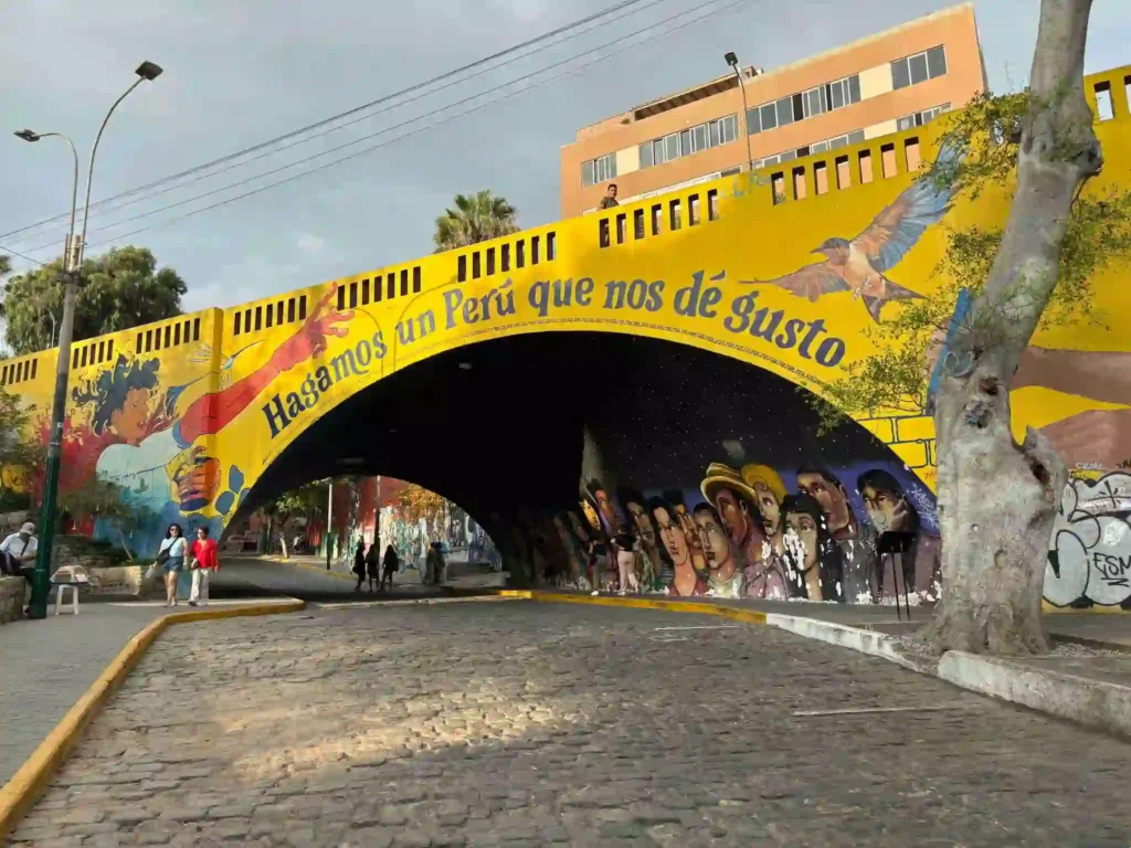 A bridge in Barranco with beautiful street artwork